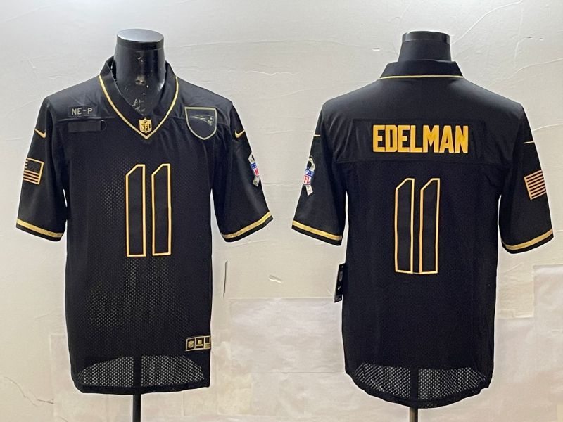 Men New England Patriots #11 Edelman Black Gold 2025 Nike Limited NFL Jersey style 1->texas rangers->MLB Jersey